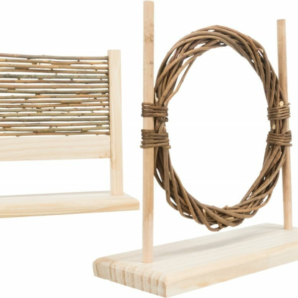 Agility set pro hlodavce - překážka, kruh, dřevo/proutí,  28 × 26 × 12 cm