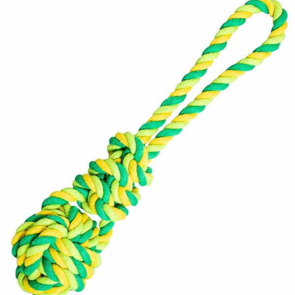 Přetahovadlo míč s uzlem HipHop bavlněné 23 cm / 90 g limetková, zelená