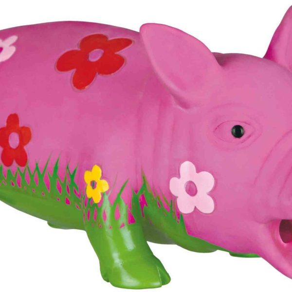 Latexové prasátko s kytkami, se zvukem 20 cm