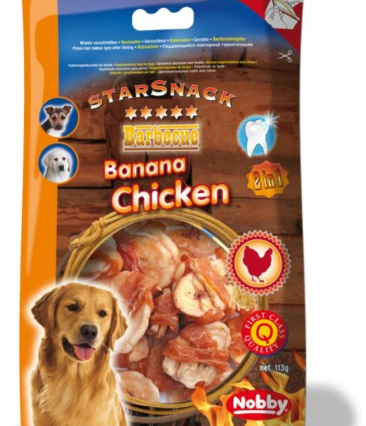 Nobby StarSnack BBQ Banana Chicken pamlsky 113g
