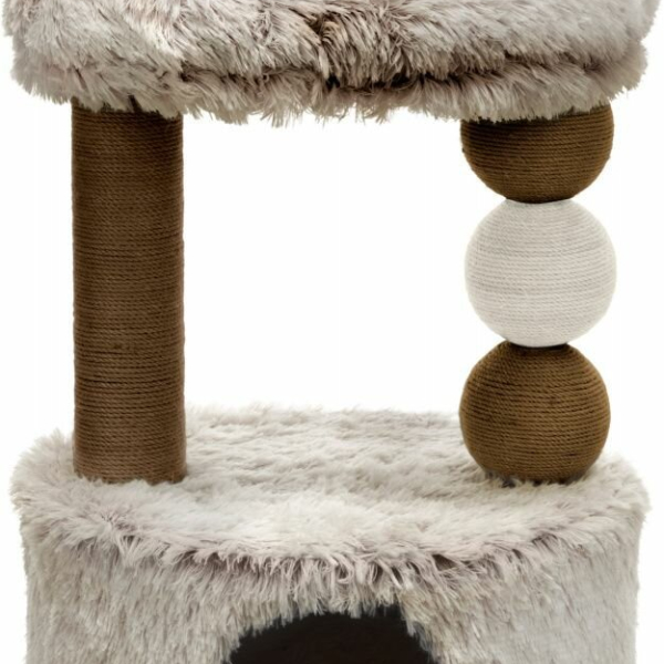 Škrábadlo HARVEY, kukaň, 2 sloupky, odpočívadlo 73cm, dlouhovlasý plyš