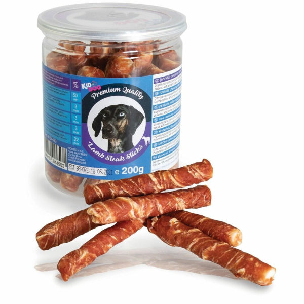 KIDDOG jehněčí steak na buvolí tyčince - PREMIUM QUALITY 200g dóza