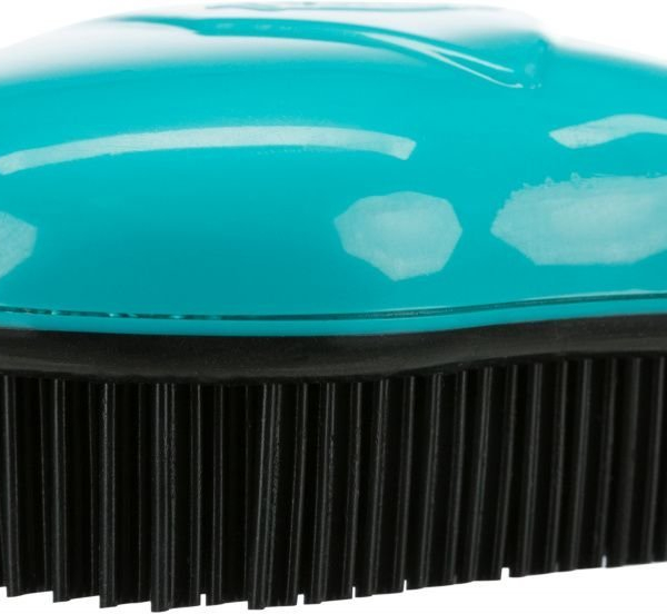 Kartáč na textil s gumovými štětinami, 7 x 10 cm, TPR/plast, černá/tyrkysová