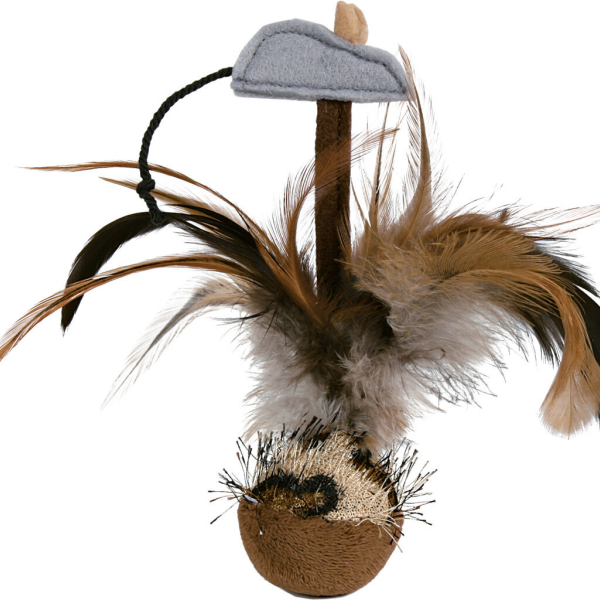 Squieky míček s peřím a myškou 15 cm (RP 0,90 Kč)