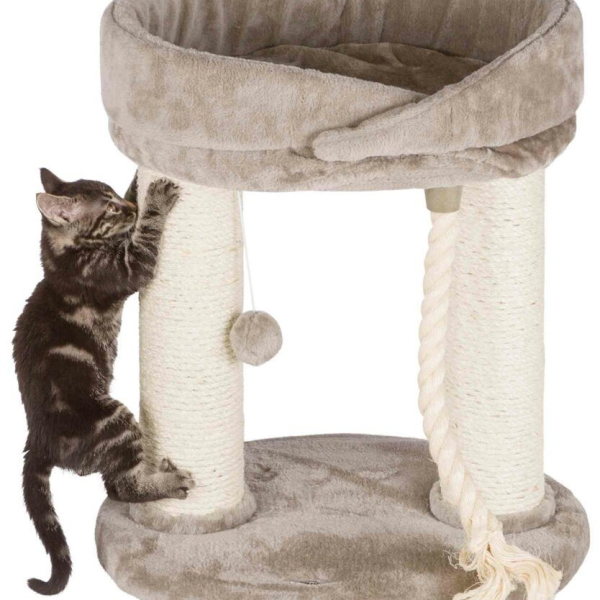 Škrábadlo MARCELA, podesta, 2 sloupky, odpočívadlo, 60cm, sisal/béžový plyš