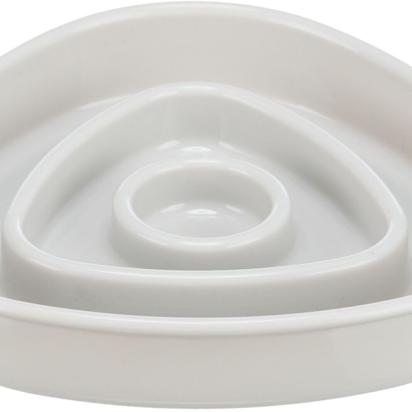 Miska k pomalému krmení, design triangl, 0,35l/15 ×15 cm, plast/TPR, šedá