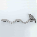 Šplhací žebřík k upevnění na stěnu, 3 platformy, 150x30cm, šedohnědá — Náhled 2 z 6