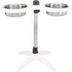 Psí bar, nastavitelný do 54cm, melamin/nerez. misky 2x 1.6l/ø21 cm, bílá — Náhled 1 z 6