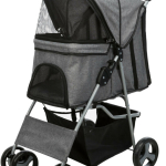 Kočárek pro psy BUGGY, rychlosklápěcí, 47 x 100 x 80cm, nosnost do 15 kg, šedá — Náhled 3 z 6