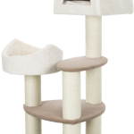 Škrábadlo MARCY Soft, 130cm, 3 sloupky, 3 patra, bouda, lůžko, krémové - DOPRODEJ — Náhled 2 z 6