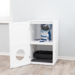 XL domek na kočičí toaletu, 2 poličky, MDF, 53 x 90 x 58 cm, bílá — Náhled 5 z 6