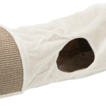 Plyšový škrábací tunel pro kočky 110x30x38 cm -sv.šedý/hnědý — Náhled 2 z 6