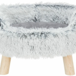 Pohovka HARVEY kulatá, ø 46 × 28 cm, vysoký vlas, dřevěné nožky, šedá — Náhled 4 z 6