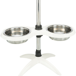 Psí bar, nastavitelný do 54cm, melamin/nerez. misky 2x 1.6l/ø21 cm, bílá — Náhled 3 z 6