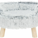 Pohovka HARVEY kulatá, ø 46 × 28 cm, vysoký vlas, dřevěné nožky, šedá — Náhled 3 z 6