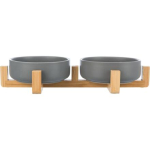 Set keramických misek 2 x 0,3l v dřevěném stojanu 31 x 6 x 16 cm, šedá/přírodní — Náhled 4 z 6