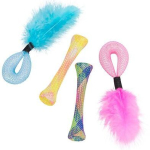 Set 4ks trubiček s peřím, hračka pro kočky,  15 cm — Náhled 1 z 5