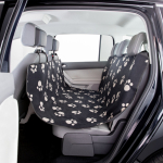 Autopotah nylon/flís, černý s béžovými packami 1,40 x 1,45 m — Náhled 1 z 2