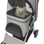 Kočárek pro psy BUGGY, rychlosklápěcí, 47 x 100 x 80cm, nosnost do 15 kg, šedá — Náhled 2 z 6
