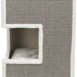 Škrabací věž GERARDO 100 cm, jeskyňka 38 x 38 cm, 3 patra, plyš/sisal, bílá/šedá — Náhled 5 z 6
