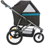 Kočárek BUGGY na vzduchových pneu,  60 x 112 x 120 cm, nosnost 20 kg, černá/petrolejová — Náhled 4 z 6