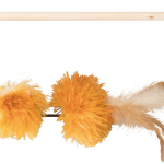 Vábnička/prut s pompon míčky a peřím, 40cm — Náhled 2 z 2