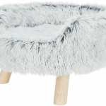 Pohovka HARVEY kulatá, ø 46 × 28 cm, vysoký vlas, dřevěné nožky, šedá — Náhled 2 z 6
