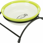 Miska keramická v kovovém stojánku, 0.3 l/ø 13 cm, bílá/zelená — Náhled 2 z 3