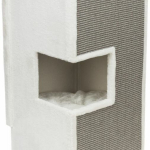 Škrabací věž GERARDO 100 cm, jeskyňka 38 x 38 cm, 3 patra, plyš/sisal, bílá/šedá — Náhled 4 z 6
