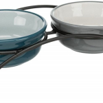 Set keramických misek v kovovém stojánku, 2 × 0.25 l/ø 13 cm, petrolejová/šedá — Náhled 1 z 6