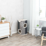 Cat Tower JORGE s odpočívadlem,šedá s béžovou kožešinou 78cm — Náhled 4 z 6