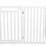Ochranná bariéra s otvíracími dvířky 60-160 x 81 cm bílá — Náhled 2 z 6