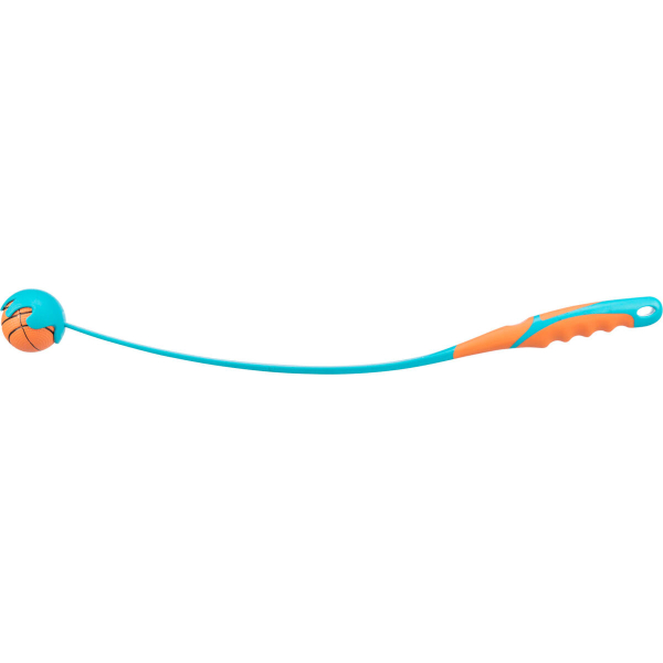 Katapult gum.rukojeť s mech.míčem, velký 6,3cm/60cm TRIXIE