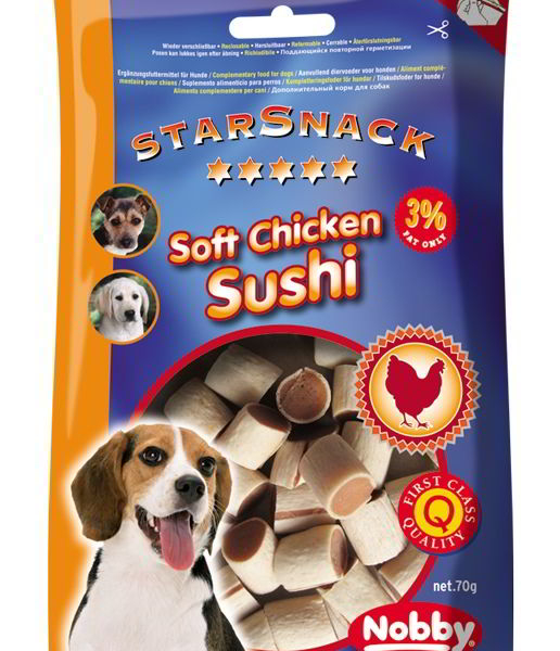 Nobby StarSnack Soft Chicken Sushi kuře & ryba 70g