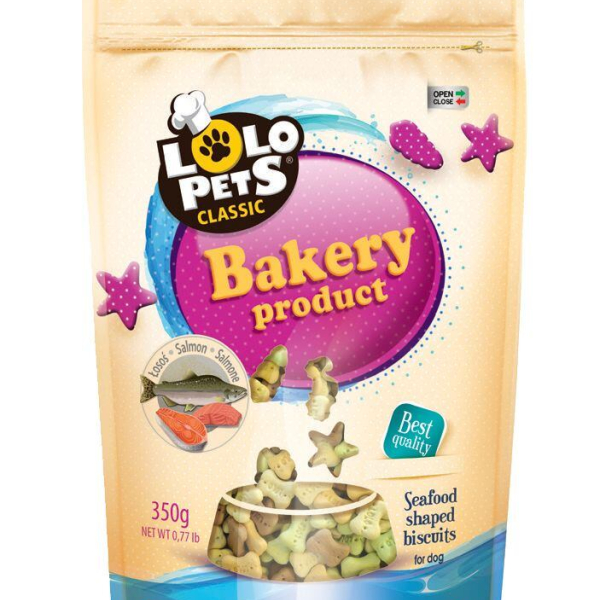 Sušenky KOSTIČKY MOŘSKÉ PLODY s lososem pro psy 350 g