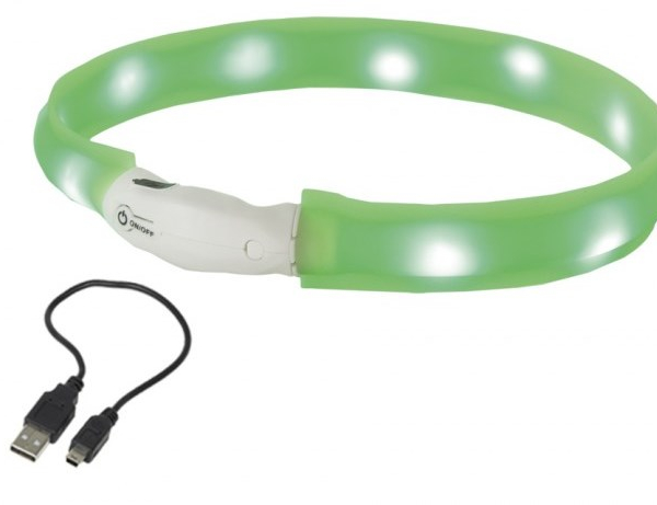 Nobby LED plochý svítící obojek pro psy žlutý