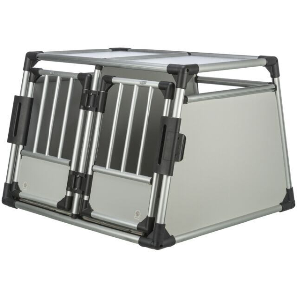 Transportní klec dvojitá, hliníkový rám, pevné panely 95x69x88 cm