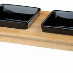 Dřevěný bar, 2x keramická čtyřhranná miska, á 0,2 l / 10 x 10 cm, černá — Náhled 2 z 2