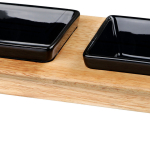 Dřevěný bar, 2x keramická čtyřhranná miska, á 0,2 l / 10 x 10 cm, černá — Náhled 1 z 2