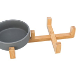 Set keramických misek 2 x 0,3l v dřevěném stojanu 31 x 6 x 16 cm, šedá/přírodní — Náhled 6 z 6