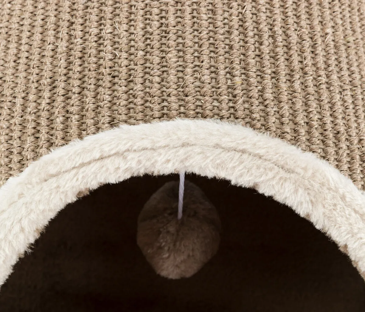Plyšový škrábací tunel pro kočky 110x30x38 cm -sv.šedý/hnědý