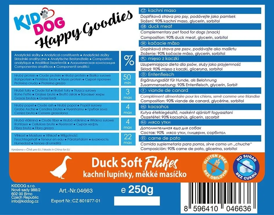 KIDDOG kachní lupínky, čerstvé masíčko 250 g
