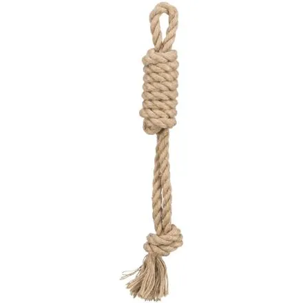 Hrací lano s uzlovým peškem, 35 cm, konopí/bavlna