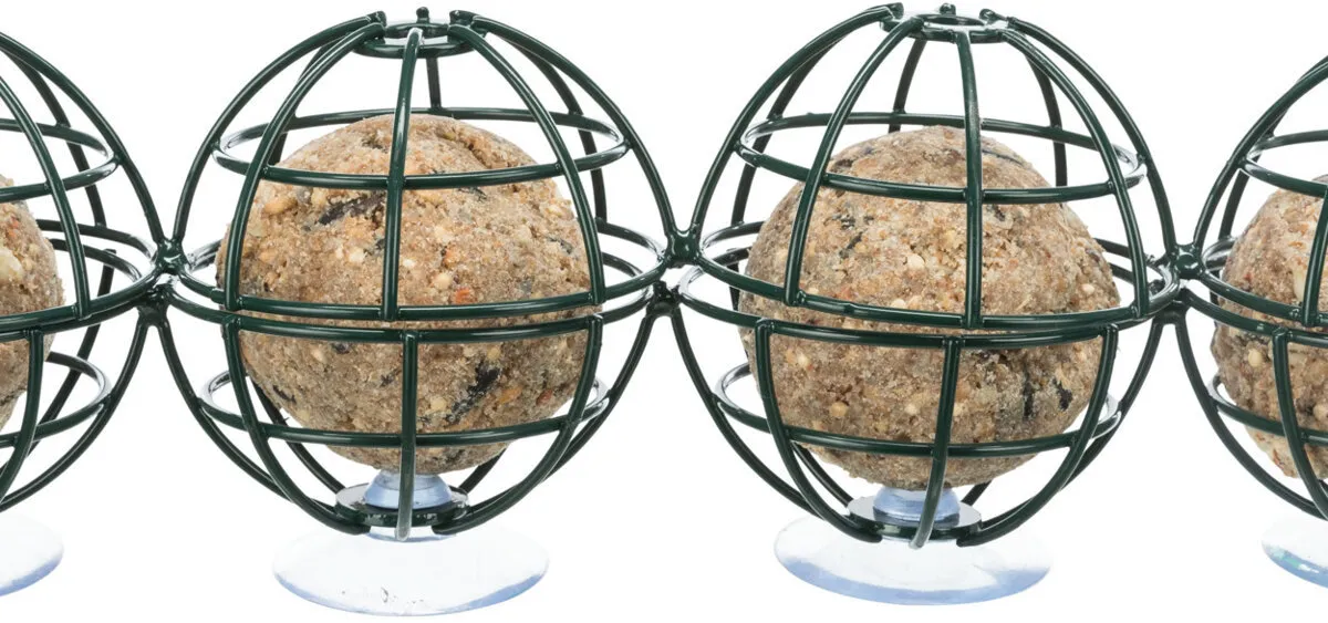 Zásobník na 4ks lojových koulí s přísavkami na sklo,  ø 7 × 29 cm, lakovaný kov  - DOPRODEJ