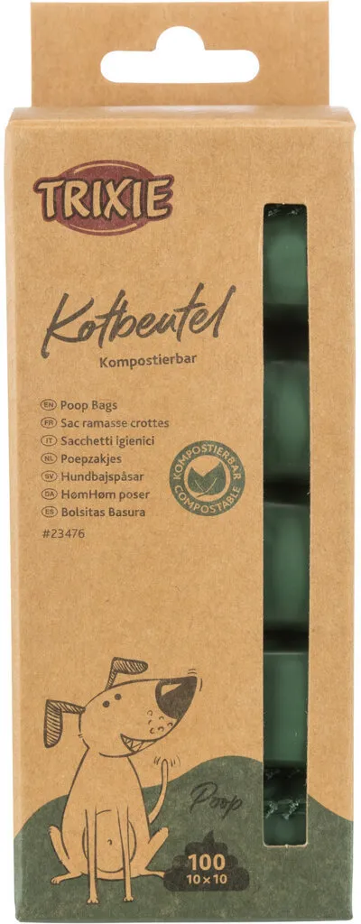 Sáčky na exkrementy, kompostovatelné, 10rolí/ á 10sáčků, zelené