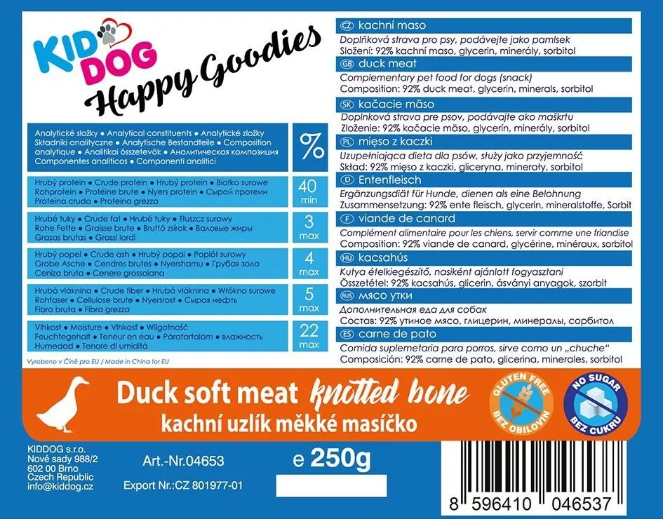 KIDDOG kachní uzlík, měkké masíčko 250 g