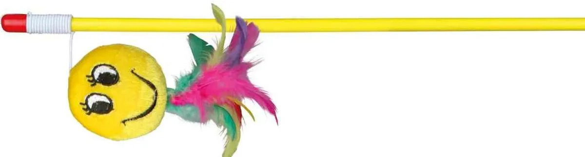 Udice s plyšovou hračkou SMAJLÍK s peřím 50 cm