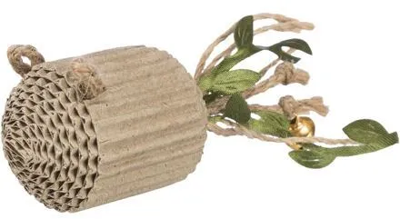 Škrabací myš s rolničkou, 12 cm, karton/konopí