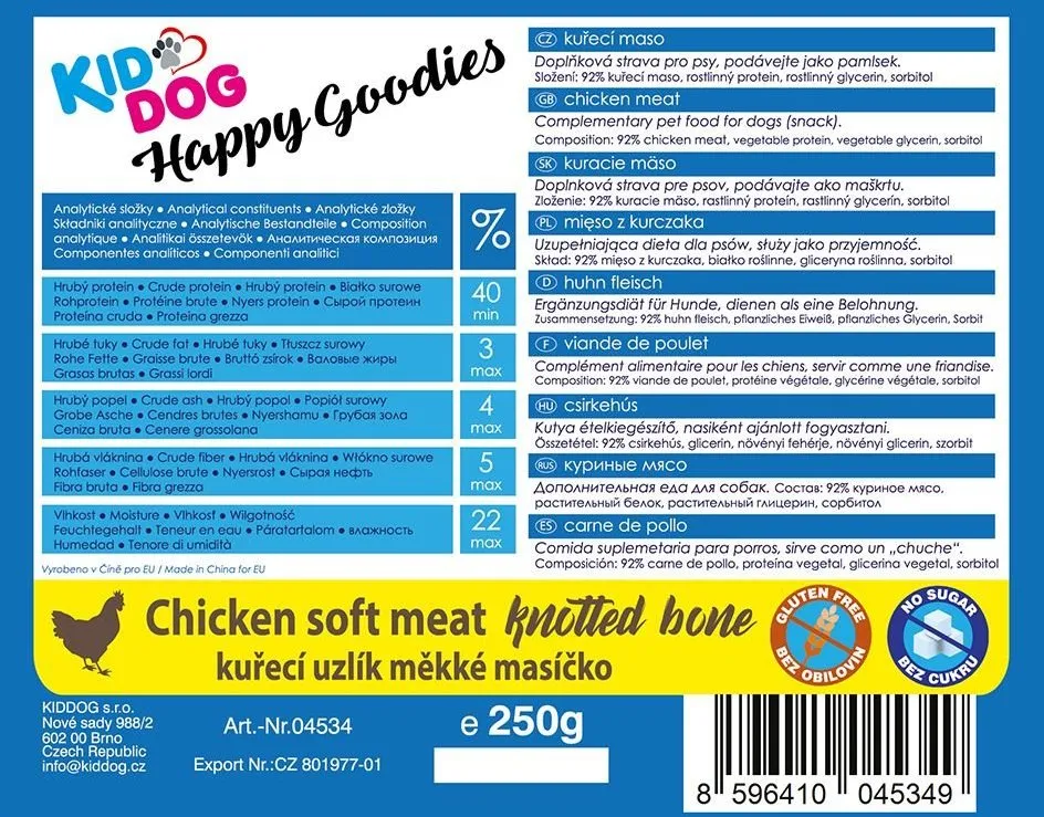 KIDDOG kuřecí uzlík, měkké masíčko 250 g