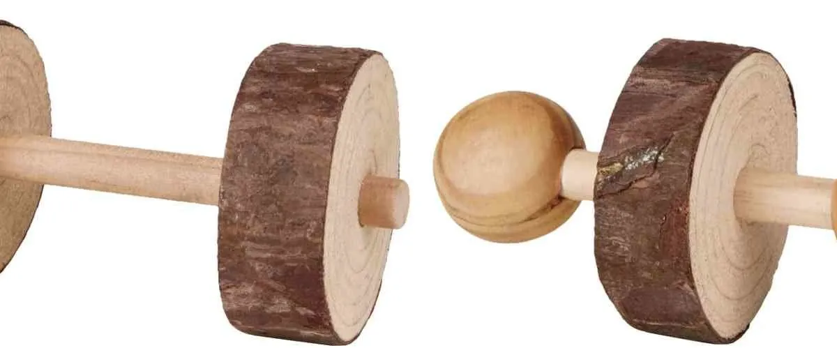 Dřevěné činky pro hlodavce 4,5x9 cm (2 ks)